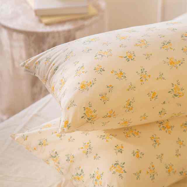 ディライト フラワーチェック 枕カバー コテージイエローフラワー