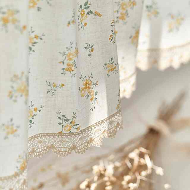 イエローフラワーキッチンバランスカーテン