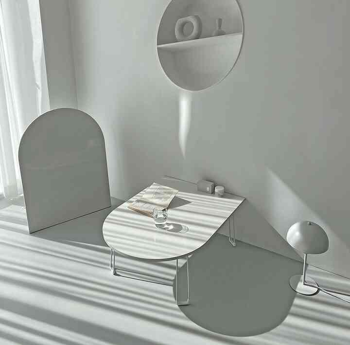 Uの字 半楕円形 折りたたみテーブル 2点セット