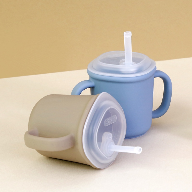 에디슨 스스로 실리콘 양손 빨대컵 200ml / 3colors