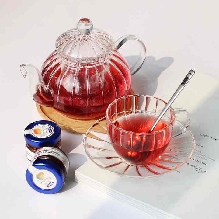 Flower Glass Teapot & 2 Teacup Set