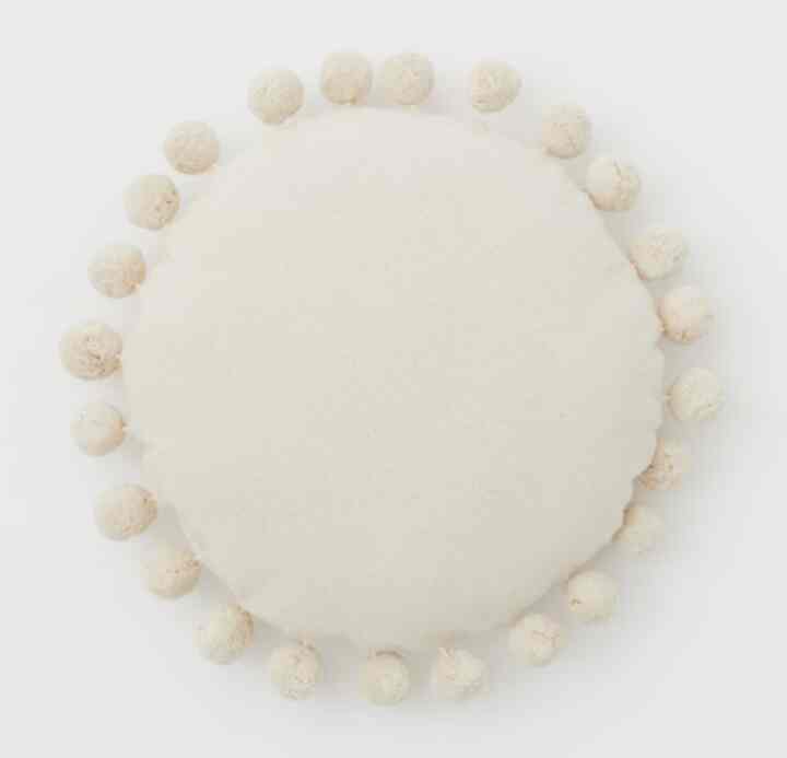Round Cushion with Pompoms