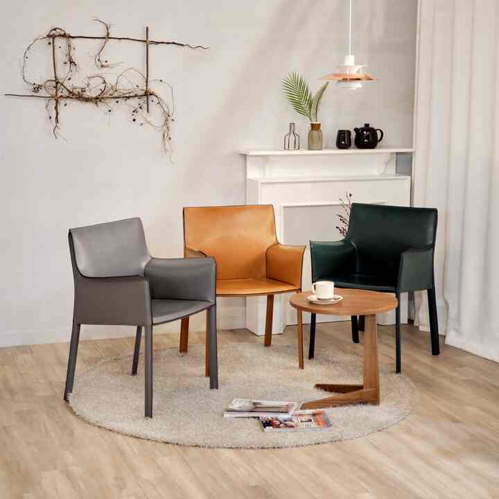 モニカ レザー アームチェア［3色］