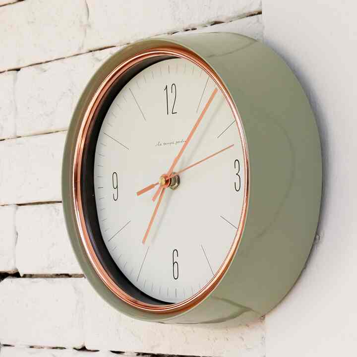 レトロ壁掛け時計 (オリーブ)