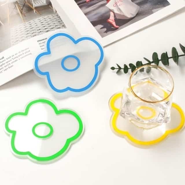 Flower 透明 アクリル コースター 2枚セット［5色］