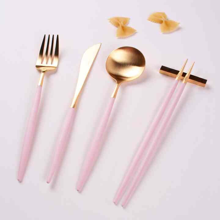 GOAシリーズ ディナー8点セット ピンク/マットゴールド