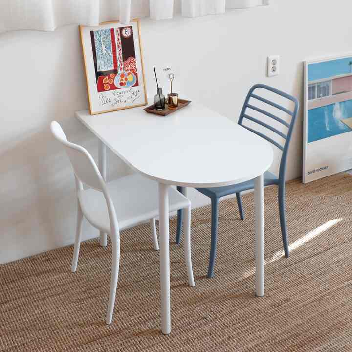 ohou 半円形 ホワイト ダイニングテーブル 1000x600