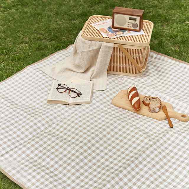 Beige Check Waterproof ピクニックマット