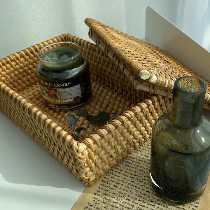 蓋つき四角ラタンバスケット［2サイズ］