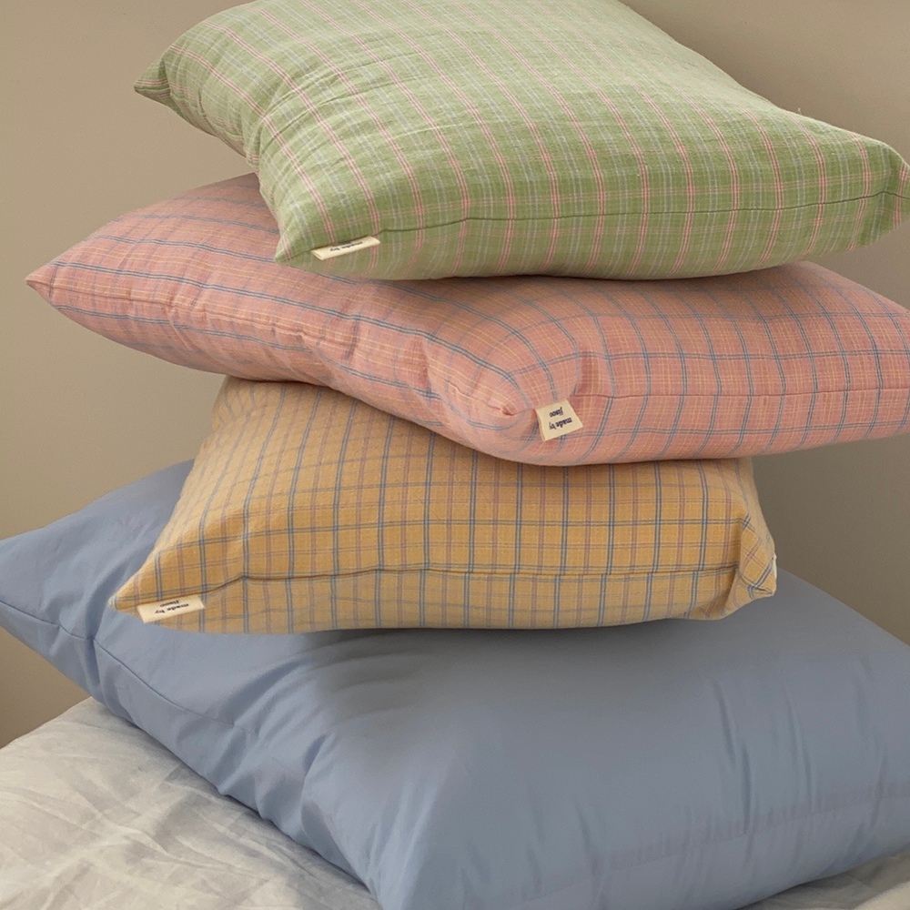 헤이버터 면100% 버터 체크 빈티지 베개커버 3color 3size