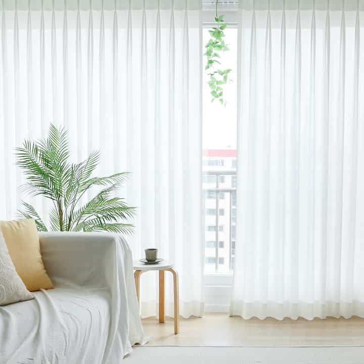 Warm White Linen Sheer Window Curtain Panel