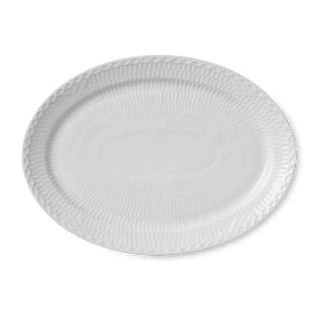 ホワイトフルーテッド オーバルディッシュ 28cm