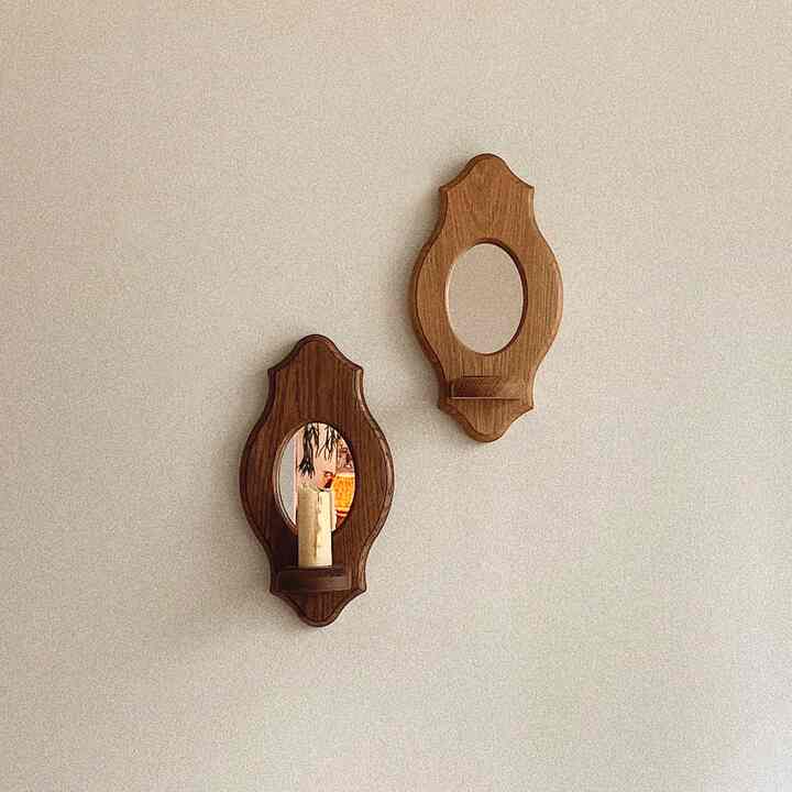 ヴィンテージ ウッド ミラーキャンドルホルダー