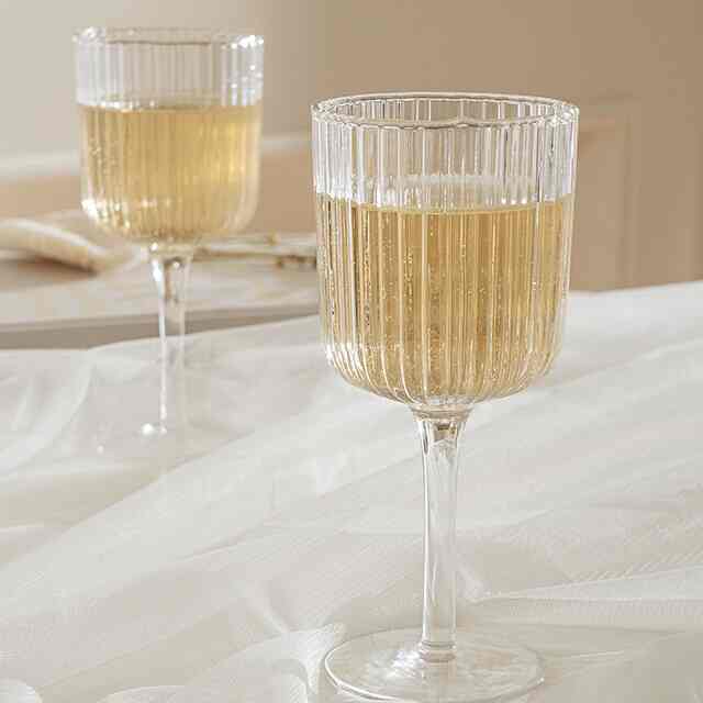 Vintage Pleated Wine Glass Set of 4