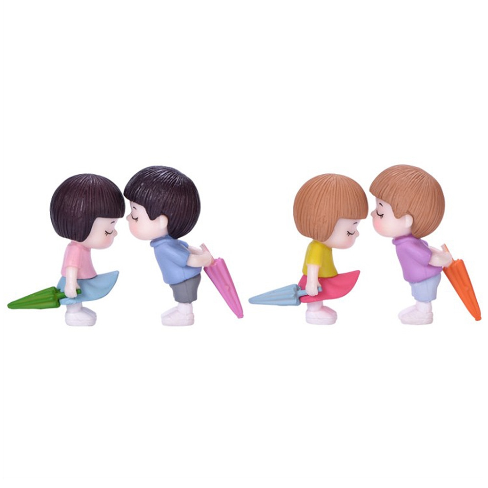 아침향기  우산 뽀뽀 커플 캐릭터 미니어쳐 가든 피규어 원예장식