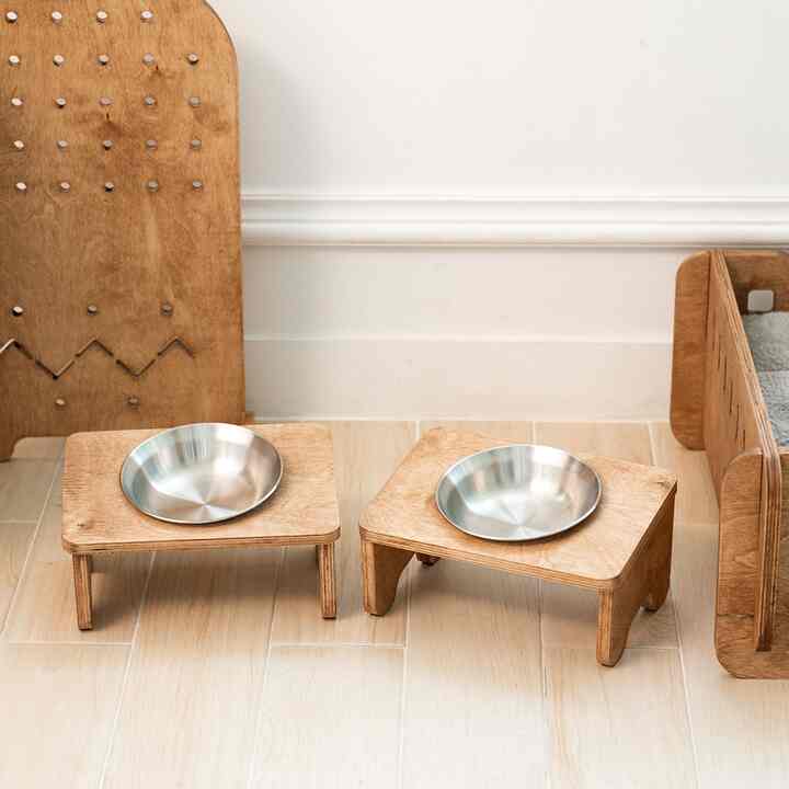 犬用 ウッドフードボールスタンド（フードボール付）