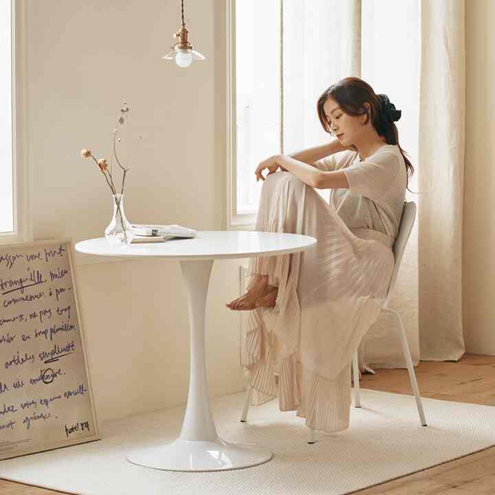 ALLON ホワイト ラウンドテーブル 80cm