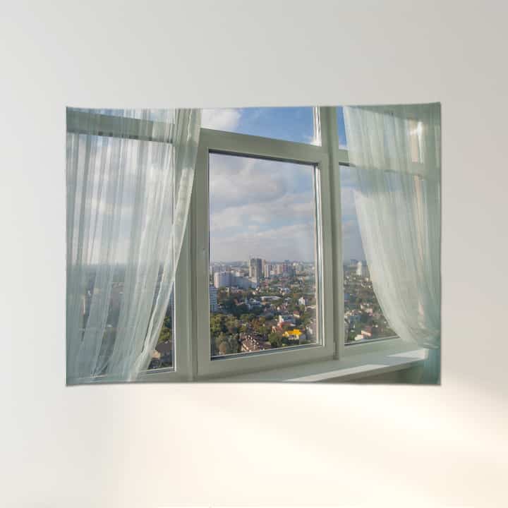 ファブリックポスター／目隠しカーテン（ヨーロッパ風窓）