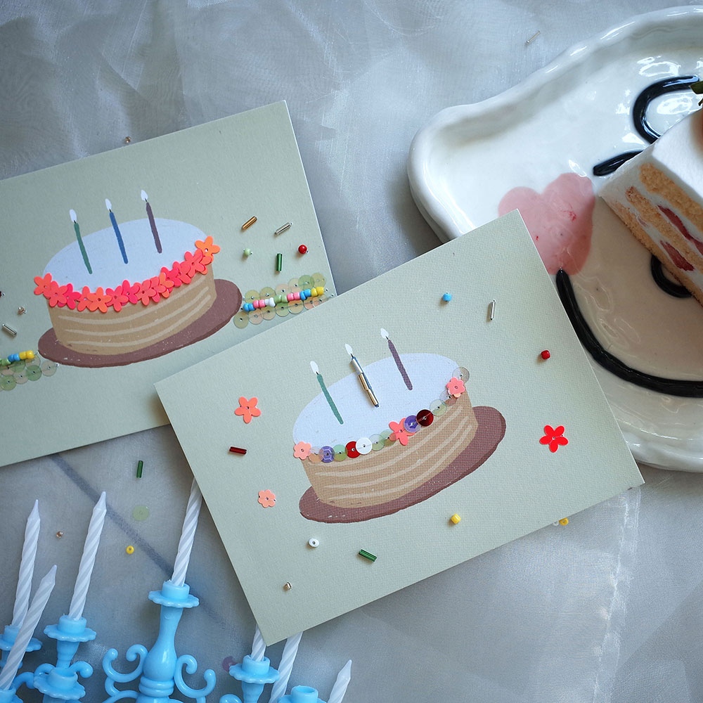 이본느모건 비즈와 스팽글로 꾸미는 생일카드 2장 만들기 DIY KIT
