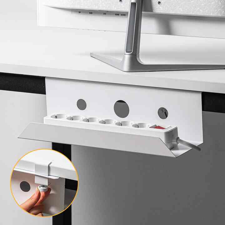 穴あけ不要 電源タップ収納ラック［2色］