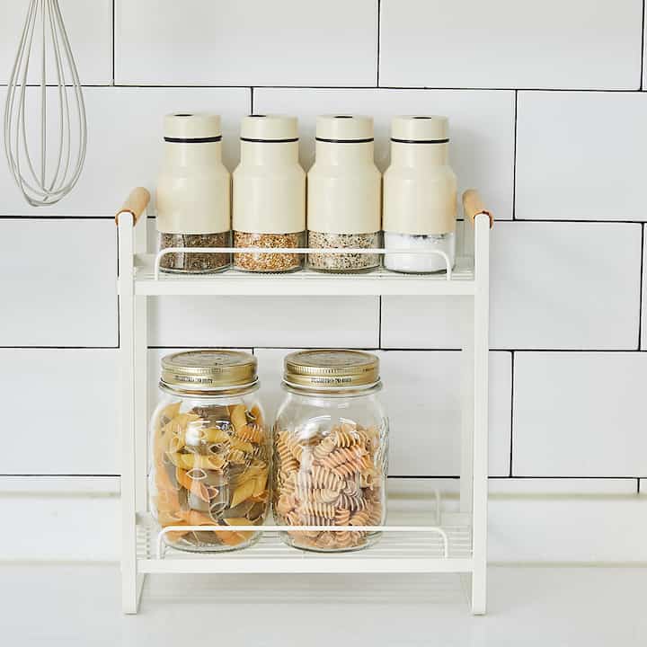 マイキッチン ウッドハンドル 2段 スパイスラック