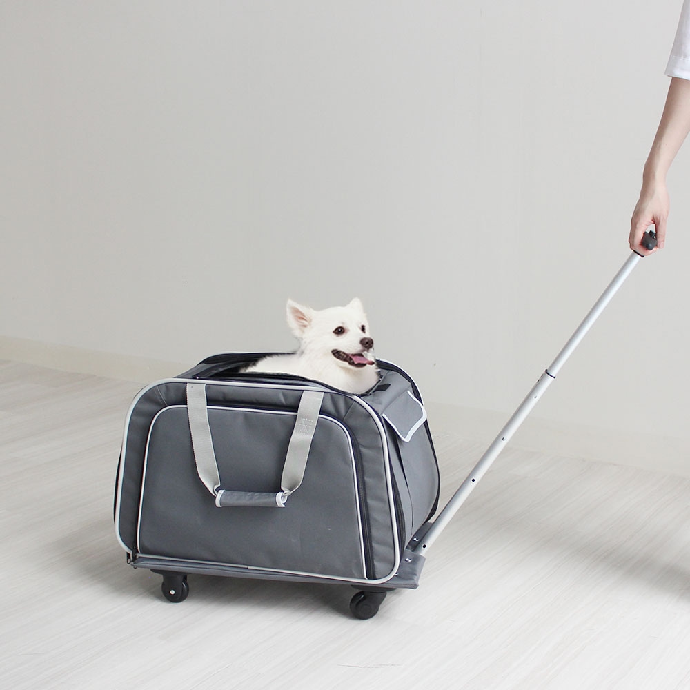 아이리스코리아 강아지 가방 고양이 이동가방 여행가방 메쉬 확장형 캐리어 유모차 ~10kg