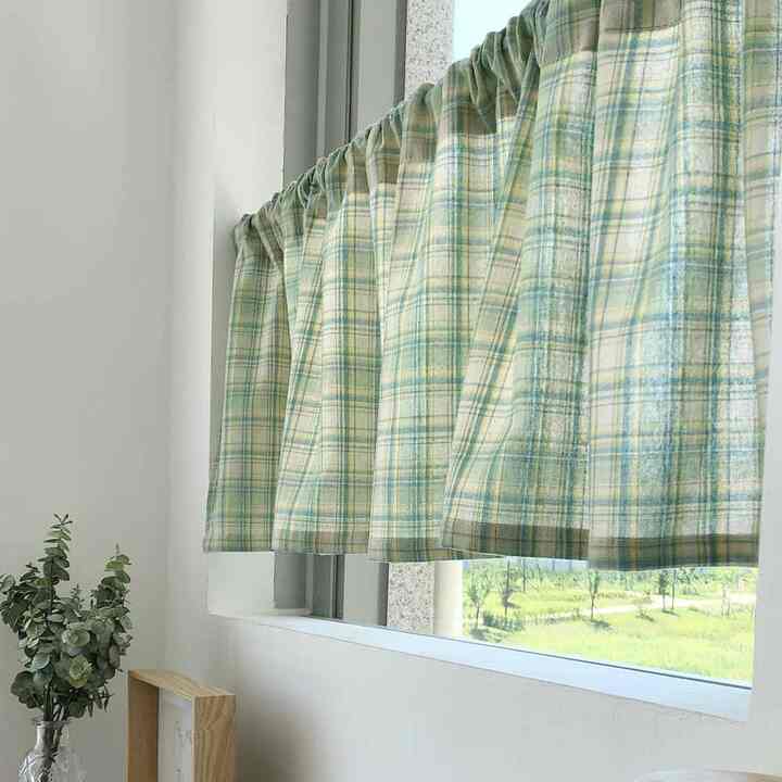 ミントチェックバランスミニカーテン［3サイズ］