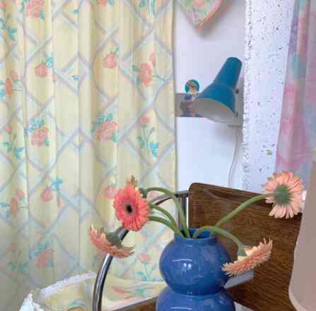 creamy lemon floral fabric ［3種］