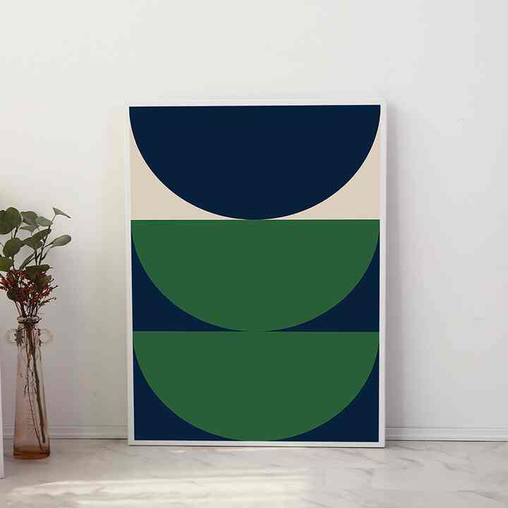 Mid-Century Green Circle Folding Frame Table