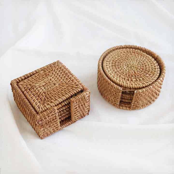 ラタンコースター 6個セット