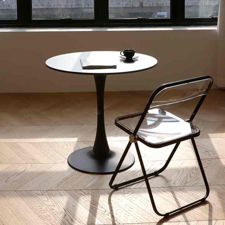 New FLOWING ブラック 円形テーブル［3サイズ］