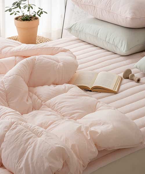 MOMO ピンク 80番手 高密度 プレミアム 掛け布団セット［2サイズ］