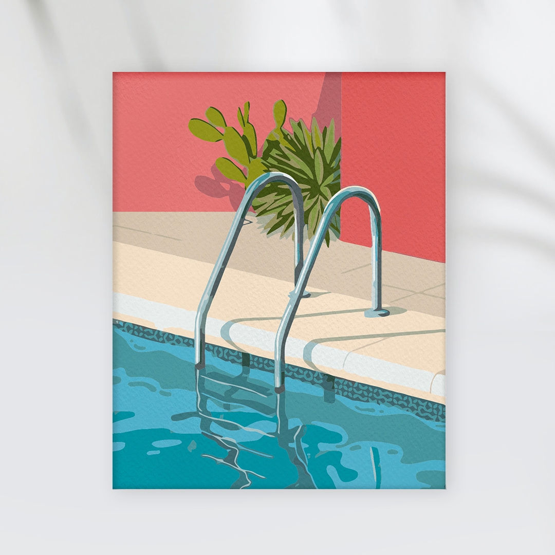 유라(yura) DIY 명화/유화그리기 세트 (수영장) 물감두배 10종붓세트 (40X50)