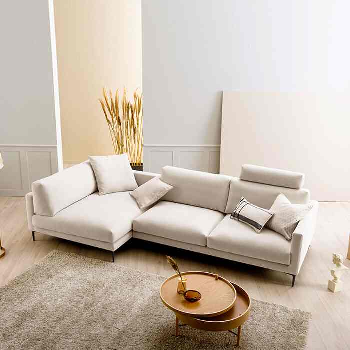 RIAD Kashmira 半カウチ型 ファブリック 4人掛けソファ