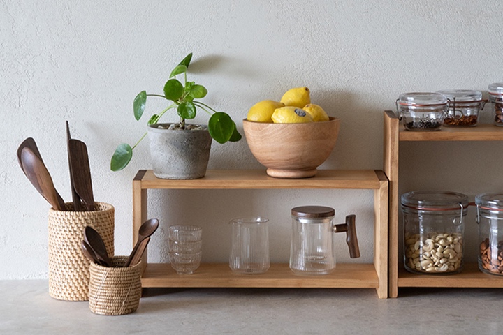 주방 씽크대 정리 원목 2단 선반