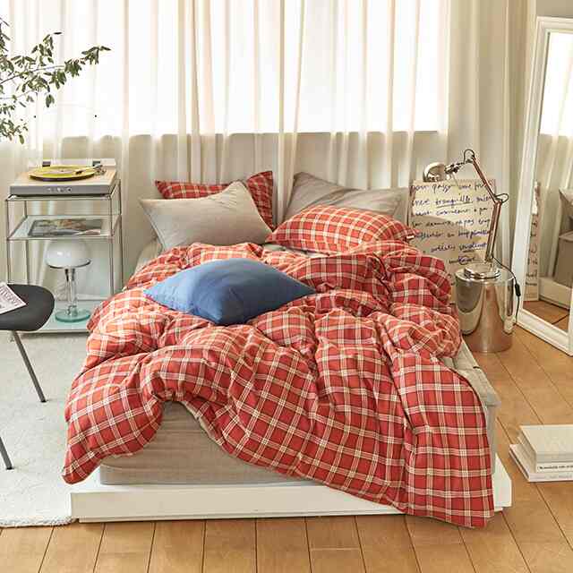 ホリデーレッドチェック掛け布団カバー