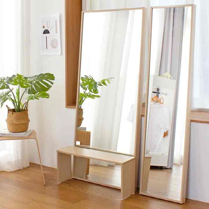 MUNO ドレッサー付き全身鏡 70cm［2色］