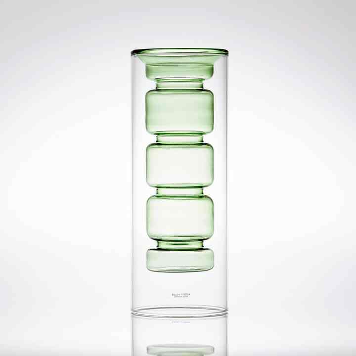 Bell flow glass vase green H20cm フラワーベース
