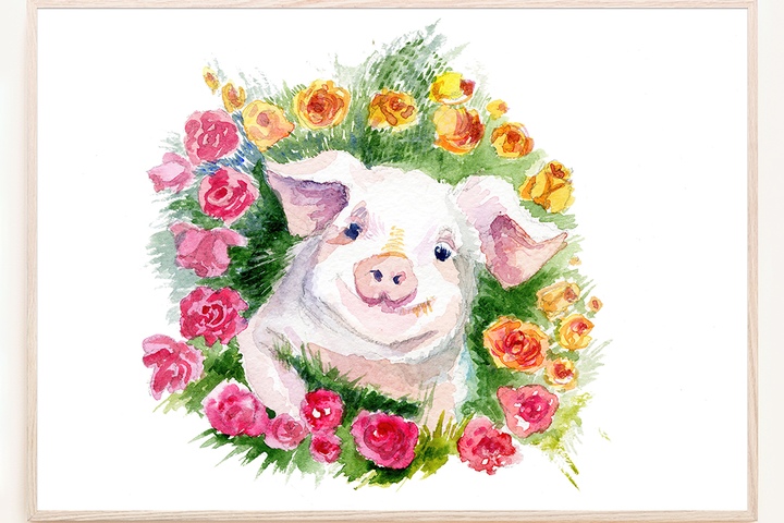 그림·사진 > 아기 꽃돼지 예쁜 동물 인테리어 그림 | 오늘의집 쇼핑 아기 꽃돼지 예쁜 동물 인테리어 그림