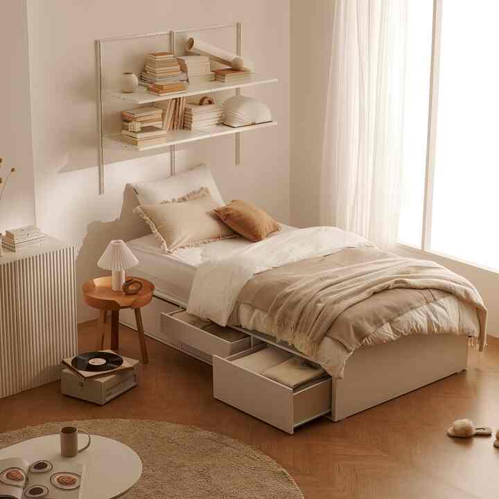 トミ ヘッドレス 4段収納ベッド［2色・2サイズ］