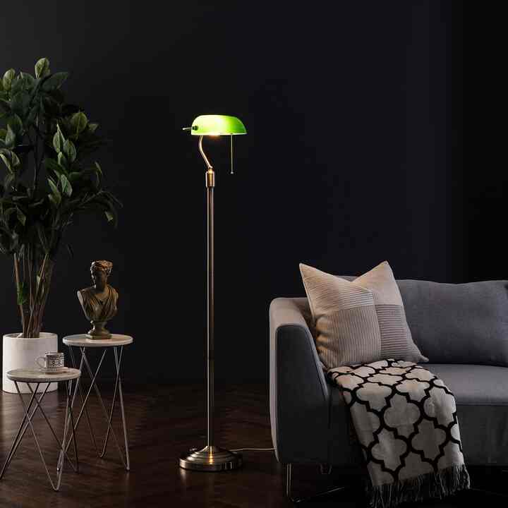 Bankers Metal & Glass Floor Lamp