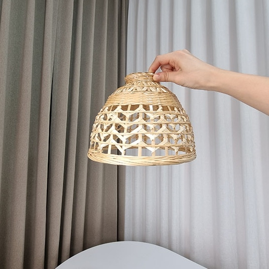 살림일기 대나무 미니 라탄 전등갓 전구 캠핑 조명 커버 (20cm)