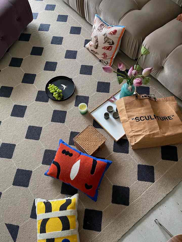 ベルギー ウールラグ アーガイルパターン