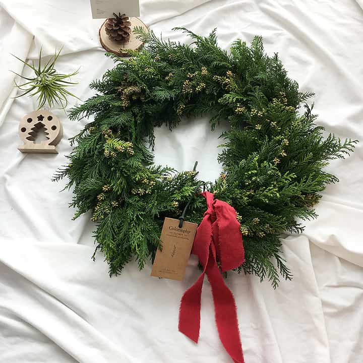 ヒノキ 生花リース 55cm