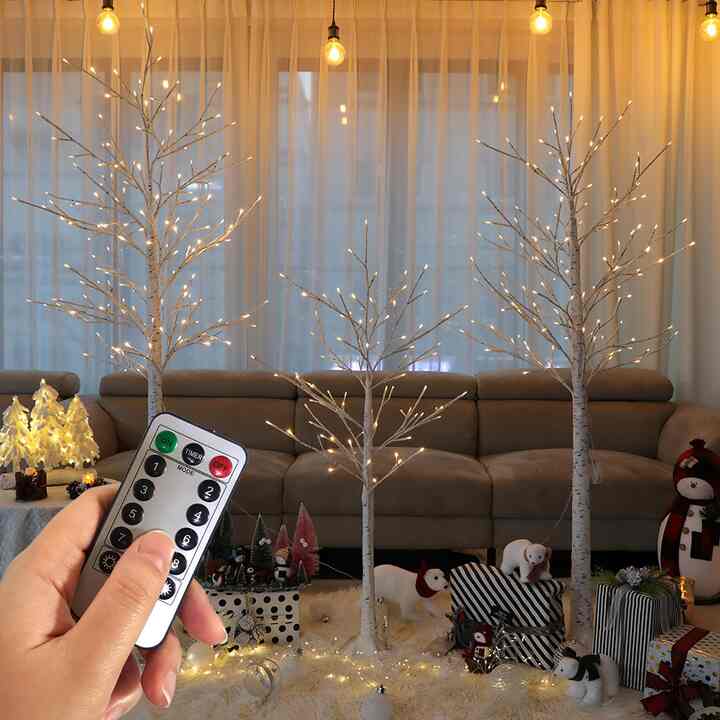 120~180cm クリスマス LED バーチ材 ツリー (リモコン、羊毛ラグ付き)