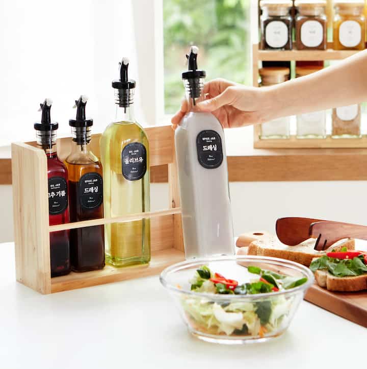 オイルボトル 4個・ウッド収納ラック セット［4サイズ］