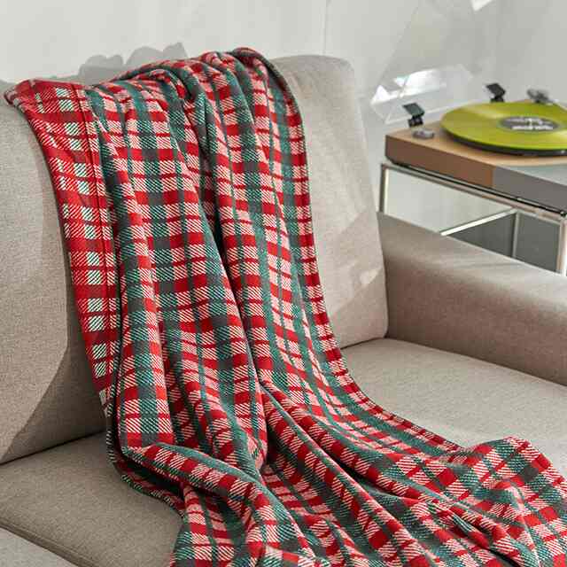 ウィンターレッドチェックブランケット