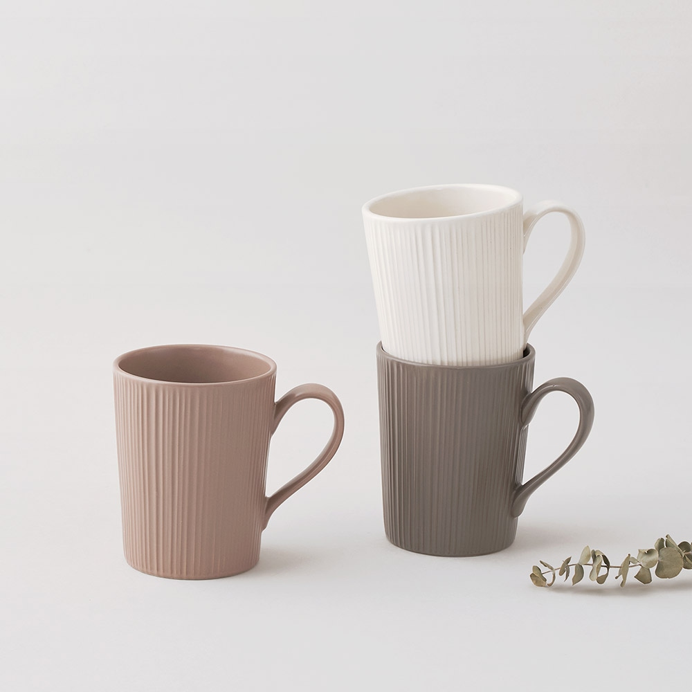 르난세 1+1 휘게 머그컵 430ml 세트 3colors 도자기 자취 집들이 선물 신혼 컵