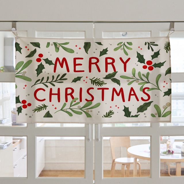 오늘의집 merry christmaS 크리스마스 와이드 패브릭 포스터 가로 가리개 커튼