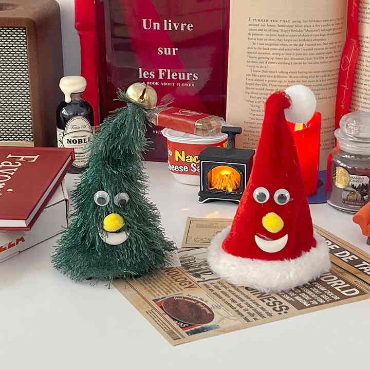 踊るサンタ帽子・ツリー  クリスマスオブジェ［2種］